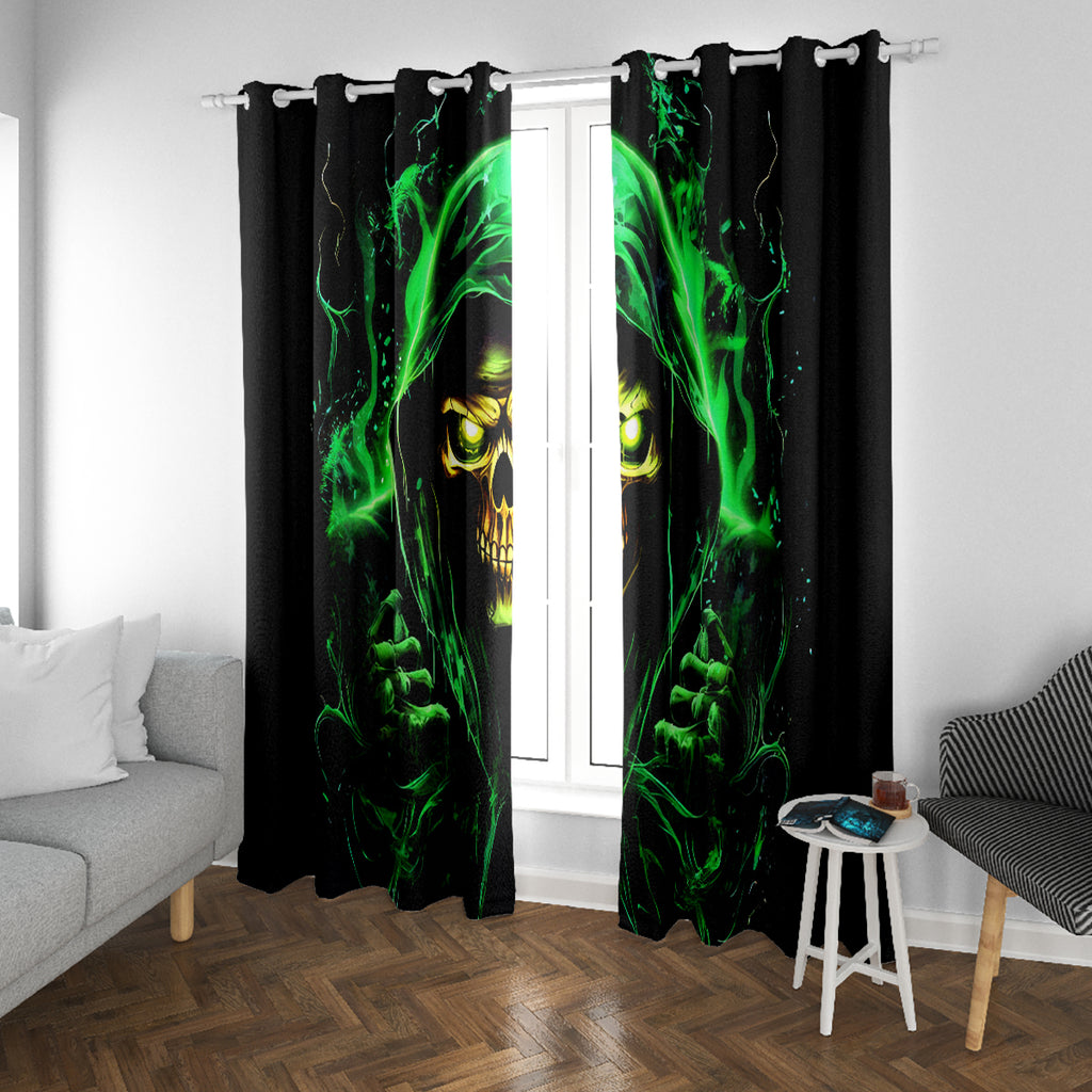 Flame Skull Window Curtain Of Course I'm Going To Hell I'm Just Here To Pick You Up