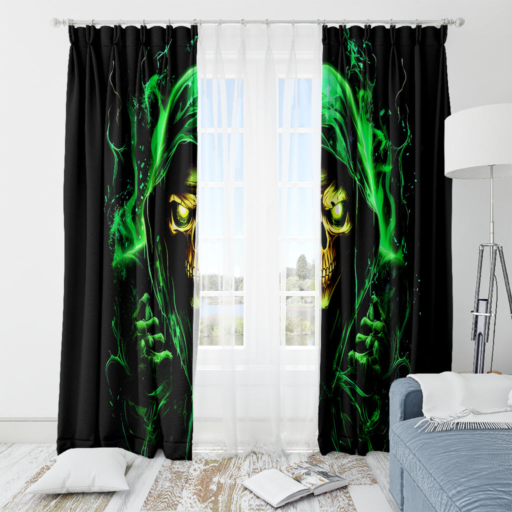 Flame Skull Window Curtain Of Course I'm Going To Hell I'm Just Here To Pick You Up