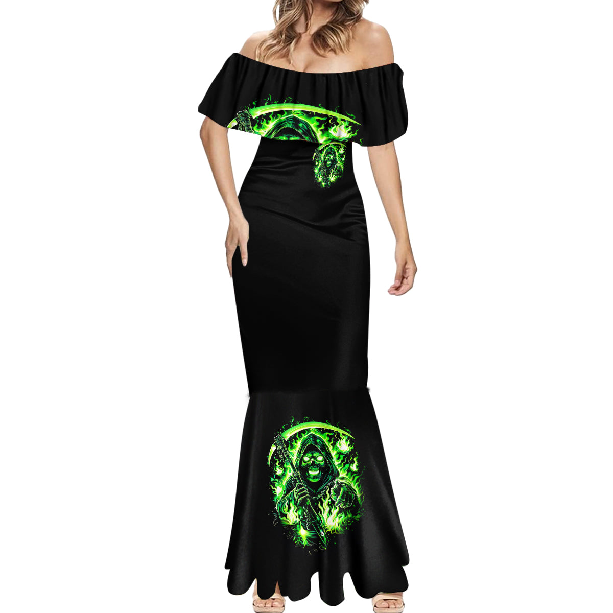 Flame Reaper Skull Mermaid Dress Stop Asking Why I'm An Asshole I Don't Ask Why You So Stupid