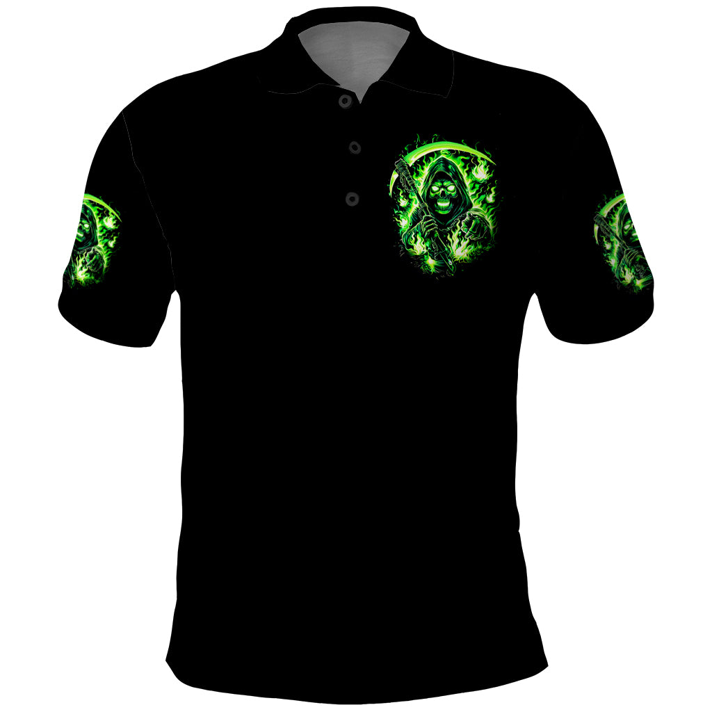 Flame Reaper Skull Polo Shirt Stop Asking Why I'm An Asshole I Don't Ask Why You So Stupid