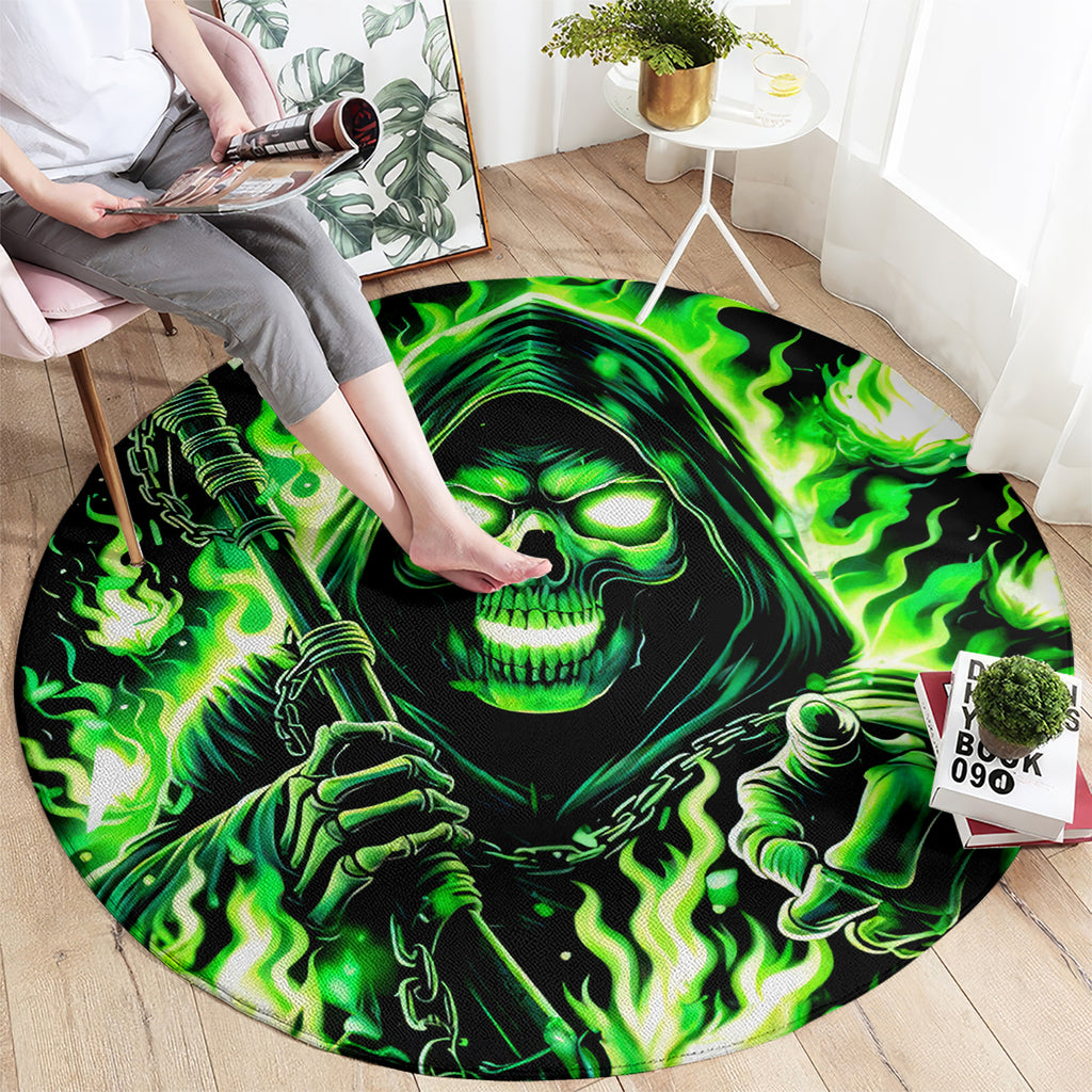 Flame Reaper Skull Round Carpet Stop Asking Why I'm An Asshole I Don't Ask Why You So Stupid