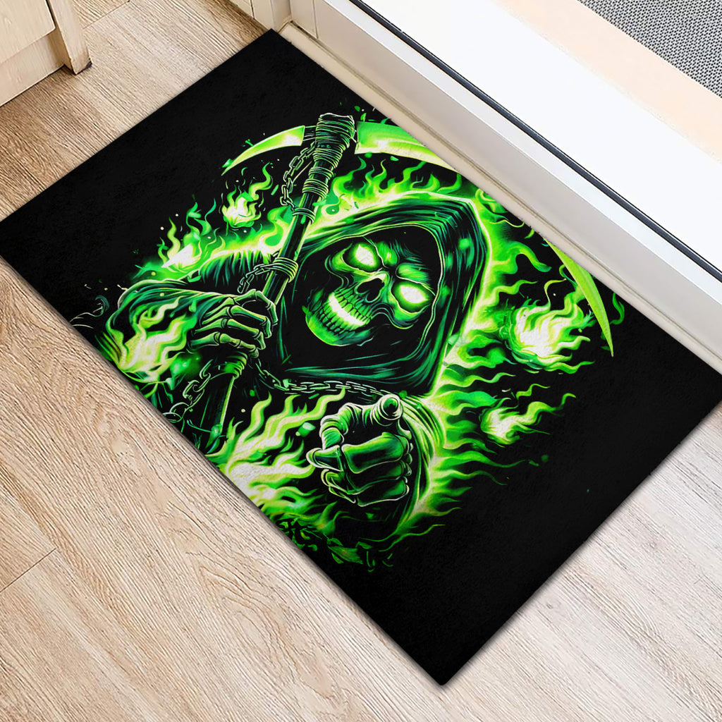 Flame Reaper Skull Rubber Doormat Stop Asking Why I'm An Asshole I Don't Ask Why You So Stupid