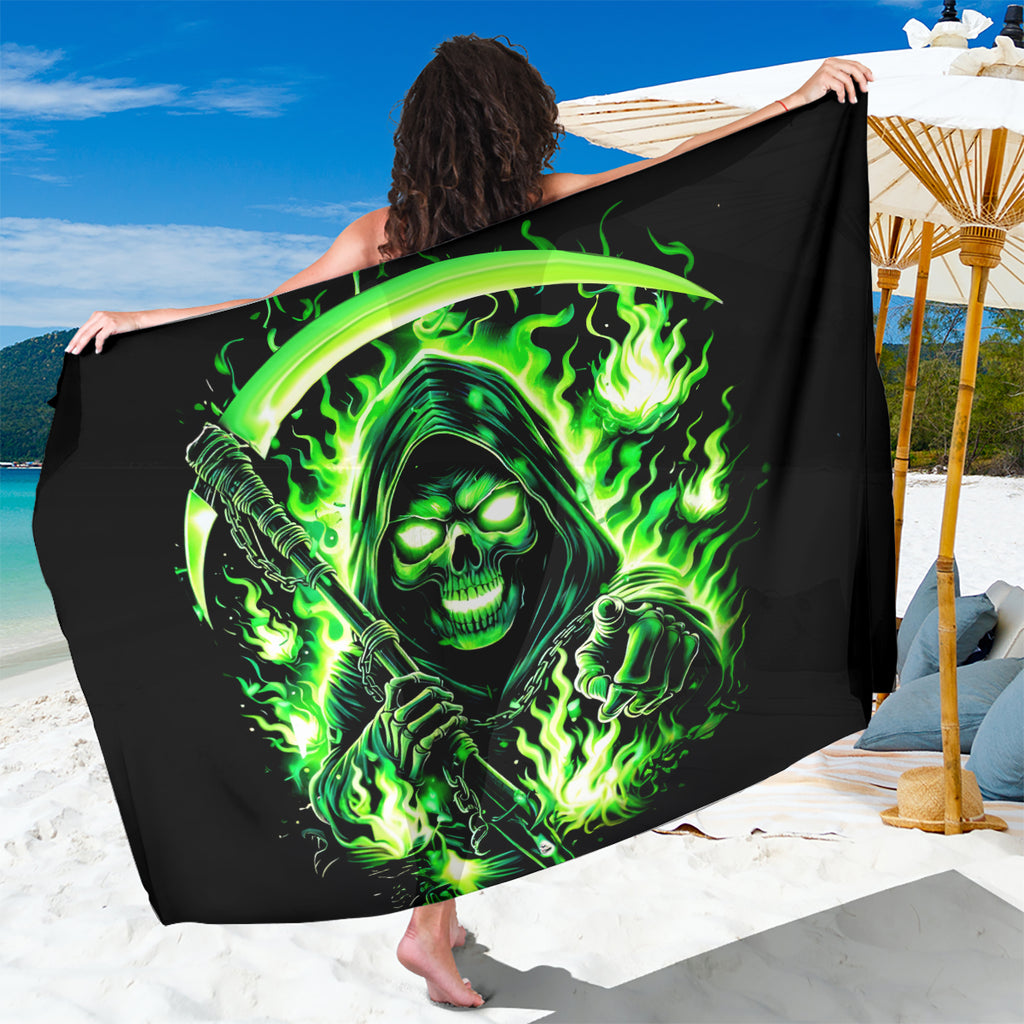 Flame Reaper Skull Sarong Stop Asking Why I'm An Asshole I Don't Ask Why You So Stupid
