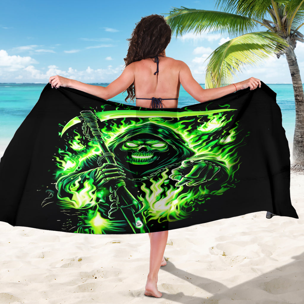 Flame Reaper Skull Sarong Stop Asking Why I'm An Asshole I Don't Ask Why You So Stupid