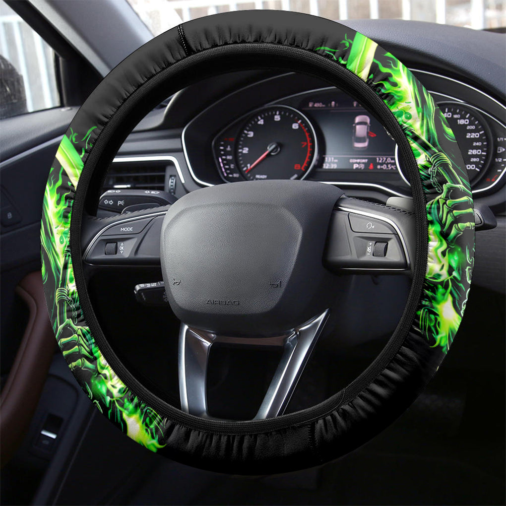 Flame Reaper Skull Steering Wheel Cover Stop Asking Why I'm An Asshole I Don't Ask Why You So Stupid