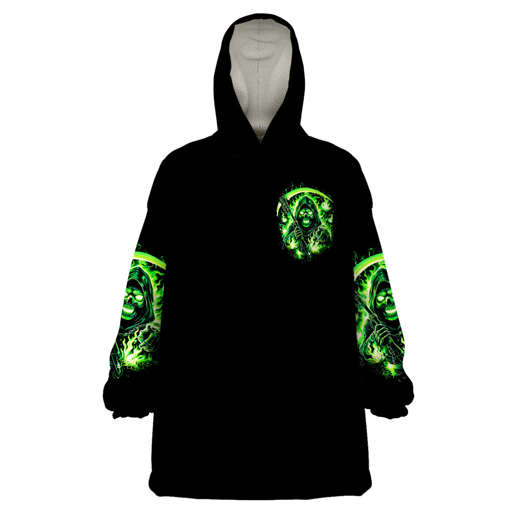 Flame Reaper Skull Wearable Blanket Hoodie Stop Asking Why I'm An Asshole I Don't Ask Why You So Stupid