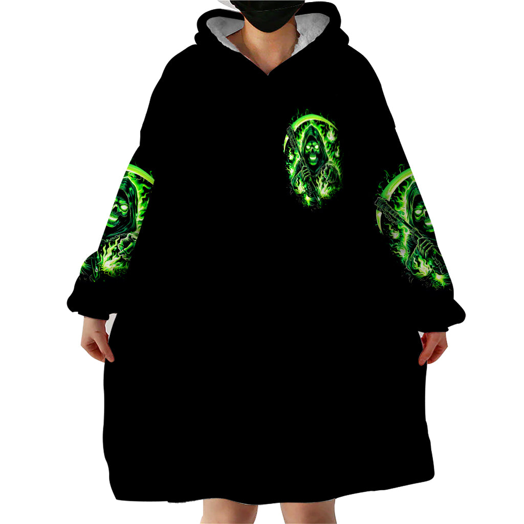 Flame Reaper Skull Wearable Blanket Hoodie Stop Asking Why I'm An Asshole I Don't Ask Why You So Stupid