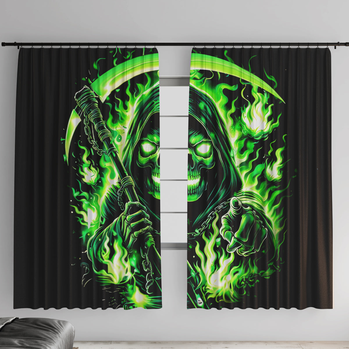 Flame Reaper Skull Window Curtain Stop Asking Why I'm An Asshole I Don't Ask Why You So Stupid