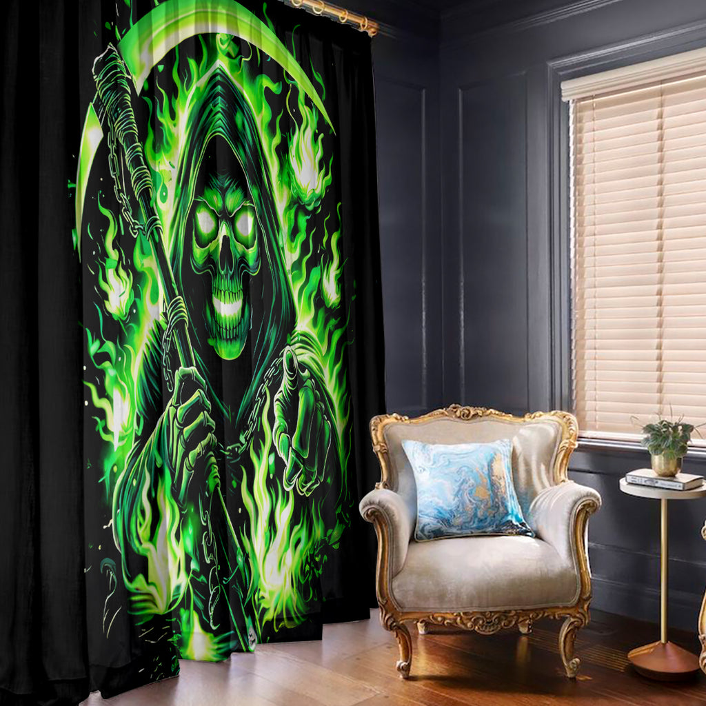 Flame Reaper Skull Window Curtain Stop Asking Why I'm An Asshole I Don't Ask Why You So Stupid