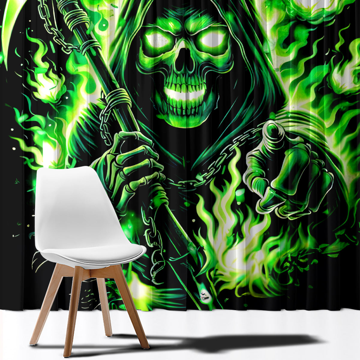 Flame Reaper Skull Window Curtain Stop Asking Why I'm An Asshole I Don't Ask Why You So Stupid