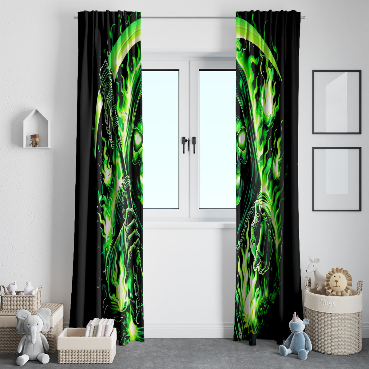 Flame Reaper Skull Window Curtain Stop Asking Why I'm An Asshole I Don't Ask Why You So Stupid