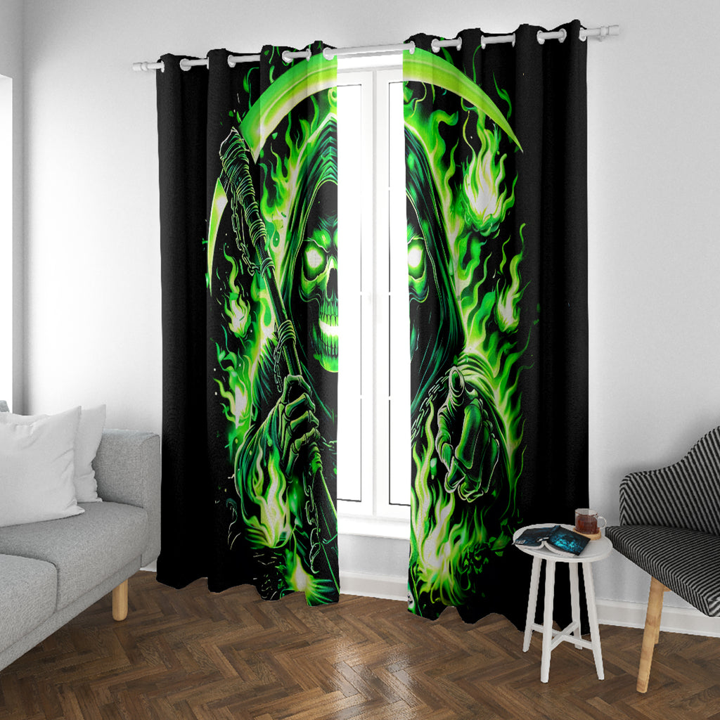 Flame Reaper Skull Window Curtain Stop Asking Why I'm An Asshole I Don't Ask Why You So Stupid