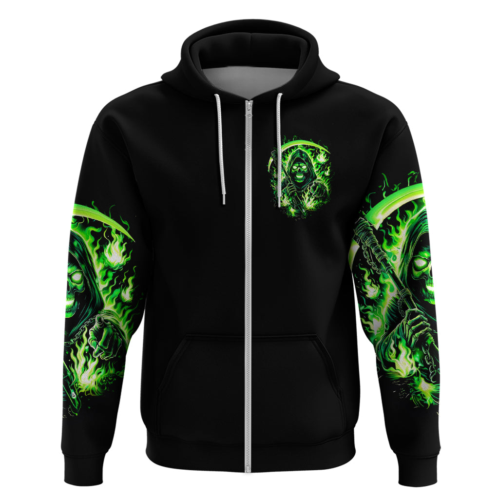 Flame Reaper Skull Zip Hoodie Stop Asking Why I'm An Asshole I Don't Ask Why You So Stupid