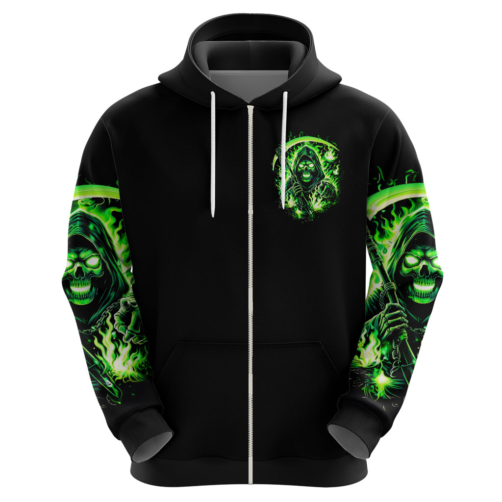 Flame Reaper Skull Zip Hoodie Stop Asking Why I'm An Asshole I Don't Ask Why You So Stupid