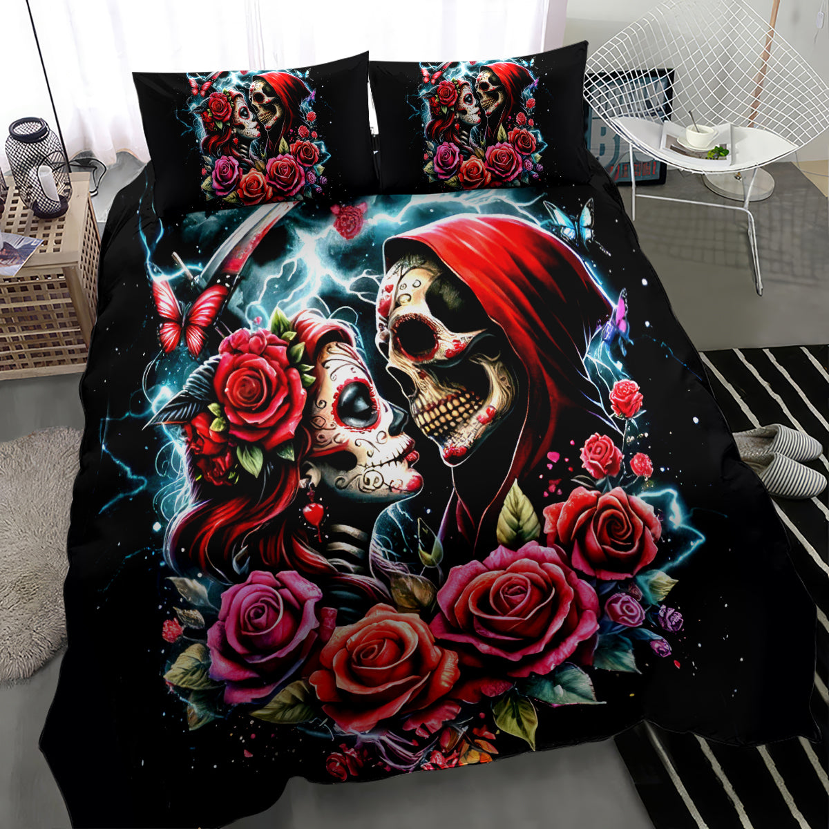 Couple Skull Bedding Set From Our Firse Kiss