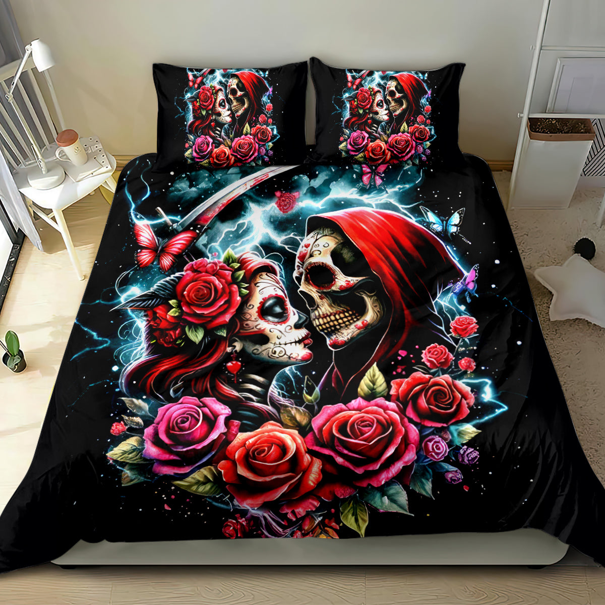 Couple Skull Bedding Set From Our Firse Kiss