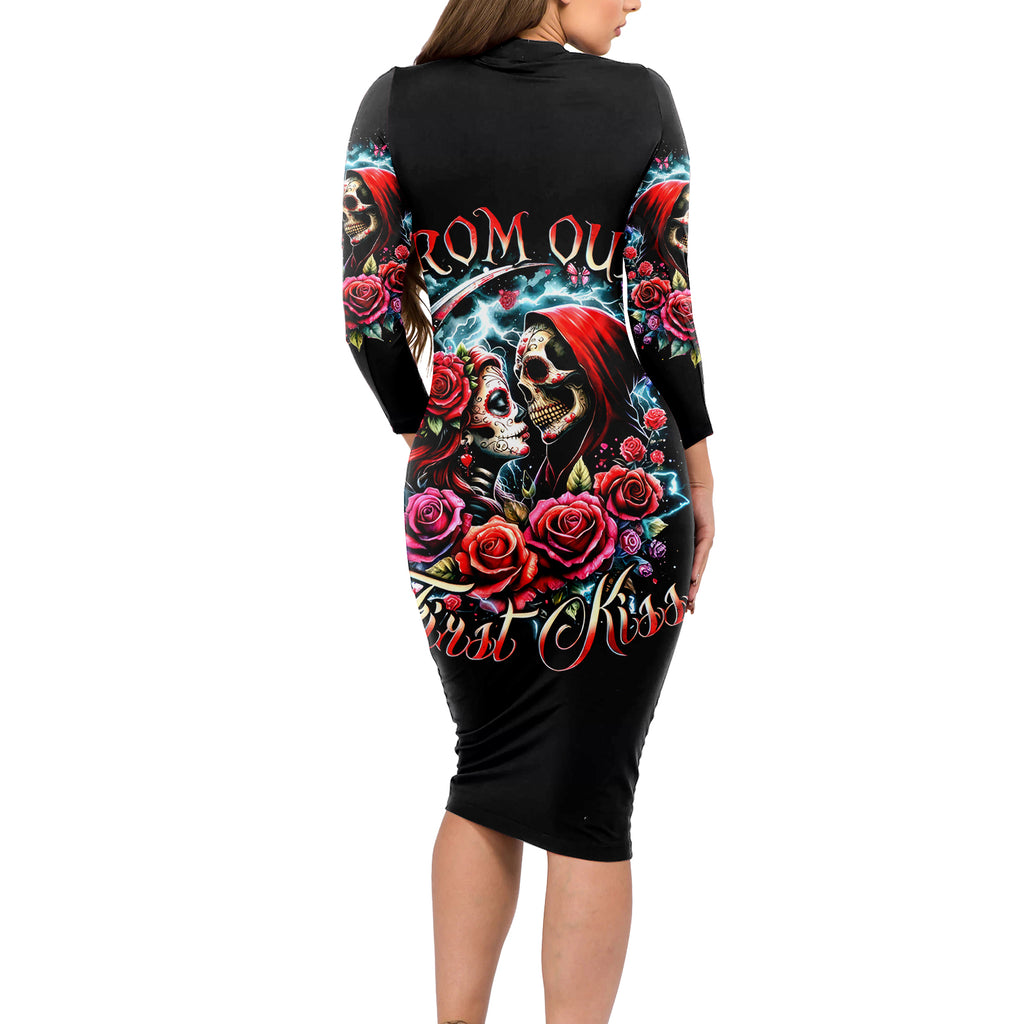 Couple Skull Long Sleeve Bodycon Dress From Our Firse Kiss