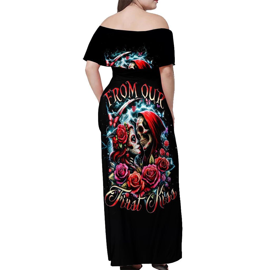 Couple Skull Off Shoulder Maxi Dress From Our Firse Kiss
