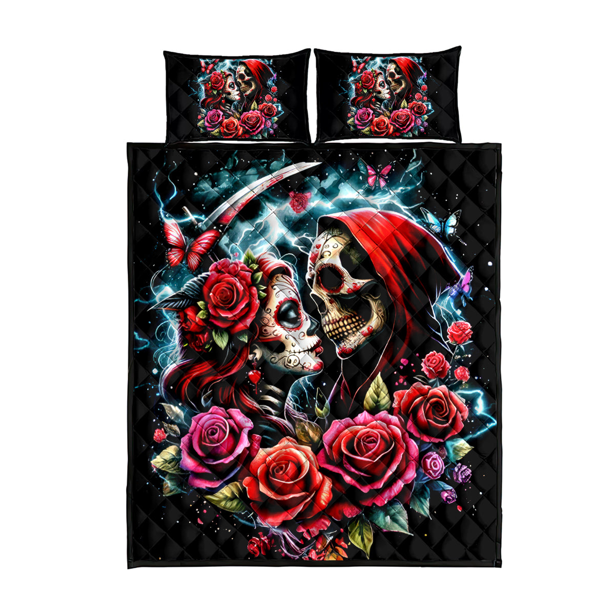 Couple Skull Quilt Bed Set From Our Firse Kiss