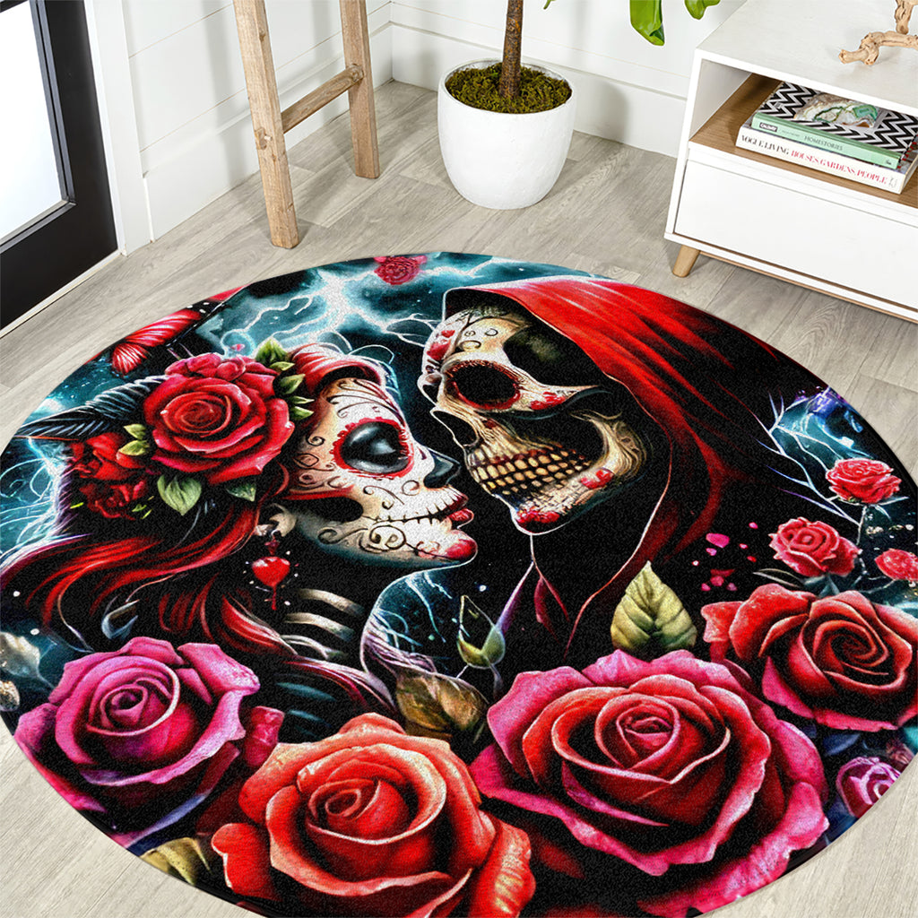 Couple Skull Round Carpet From Our Firse Kiss