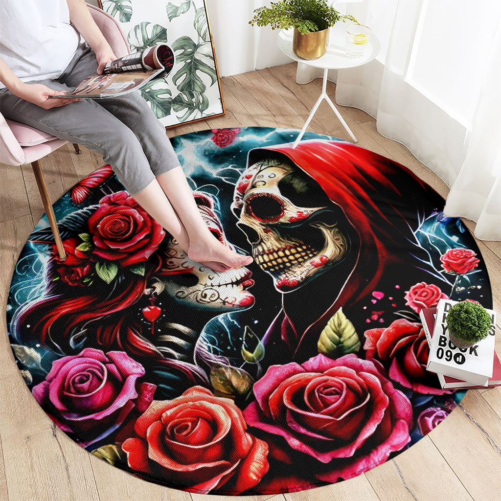 Couple Skull Round Carpet From Our Firse Kiss