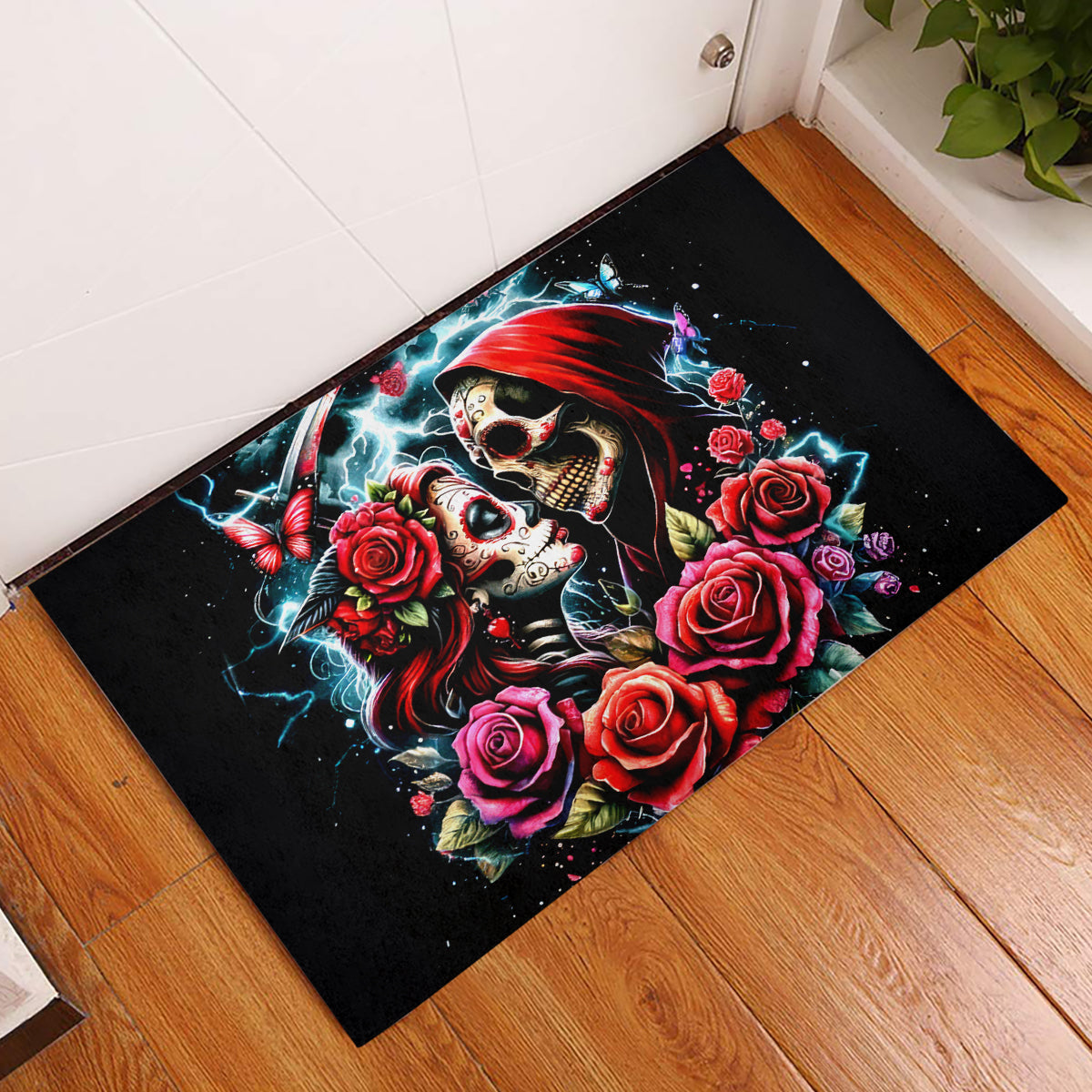 Couple Skull Rubber Doormat From Our Firse Kiss