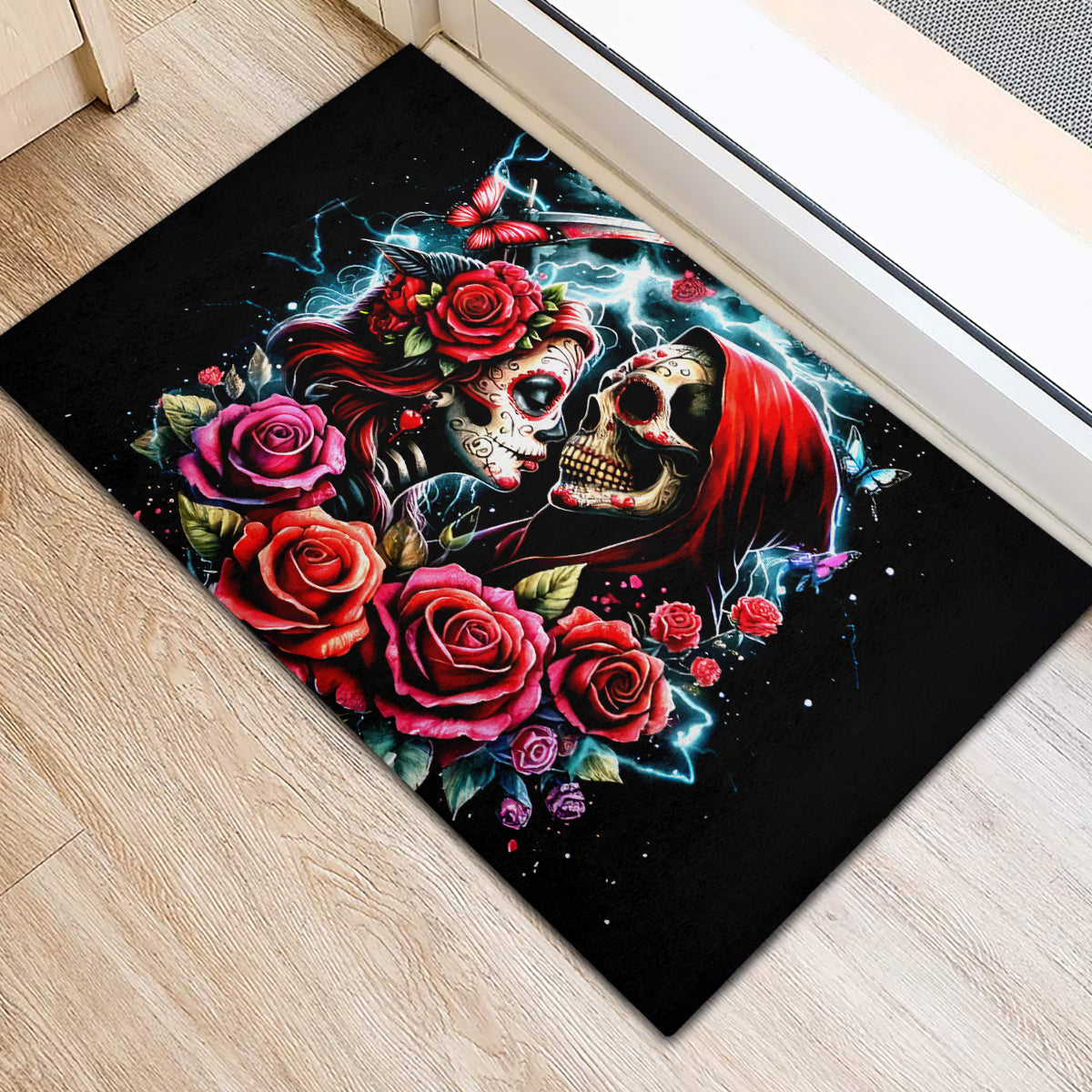 Couple Skull Rubber Doormat From Our Firse Kiss