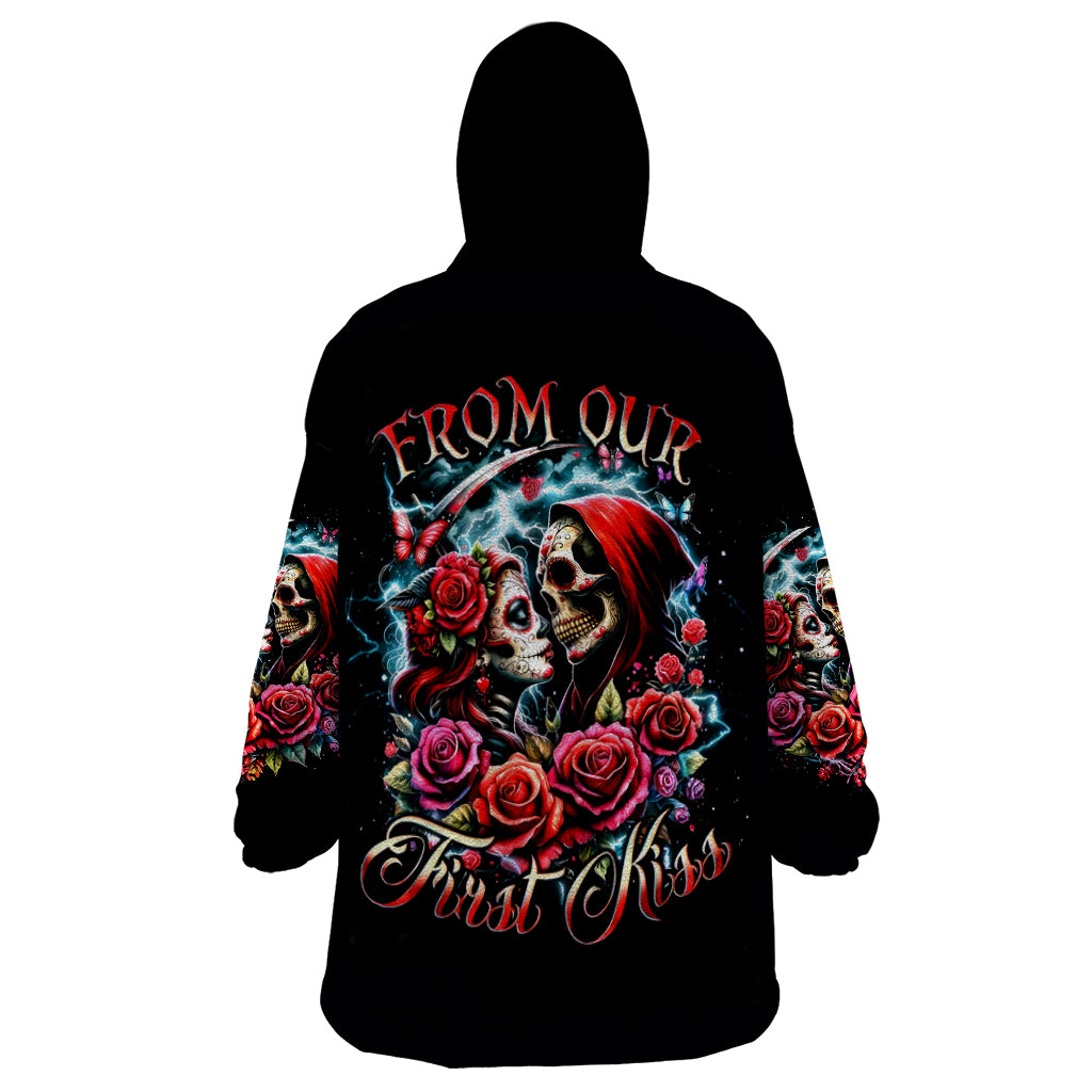 Couple Skull Wearable Blanket Hoodie From Our Firse Kiss