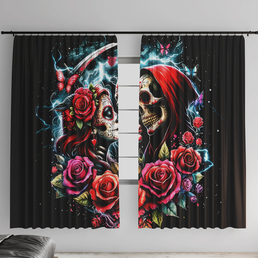 Couple Skull Window Curtain From Our Firse Kiss
