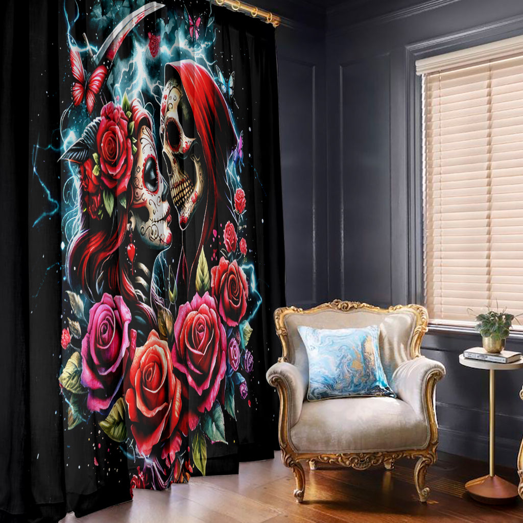 Couple Skull Window Curtain From Our Firse Kiss