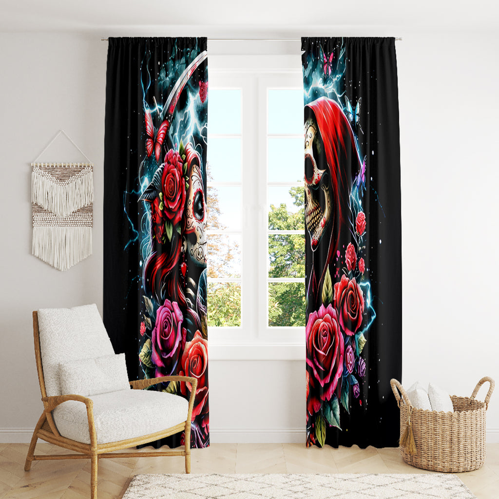 Couple Skull Window Curtain From Our Firse Kiss