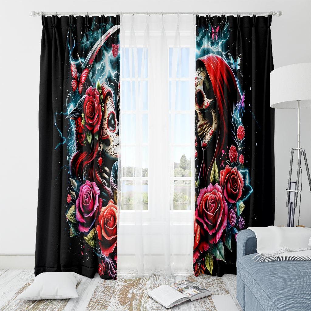 Couple Skull Window Curtain From Our Firse Kiss