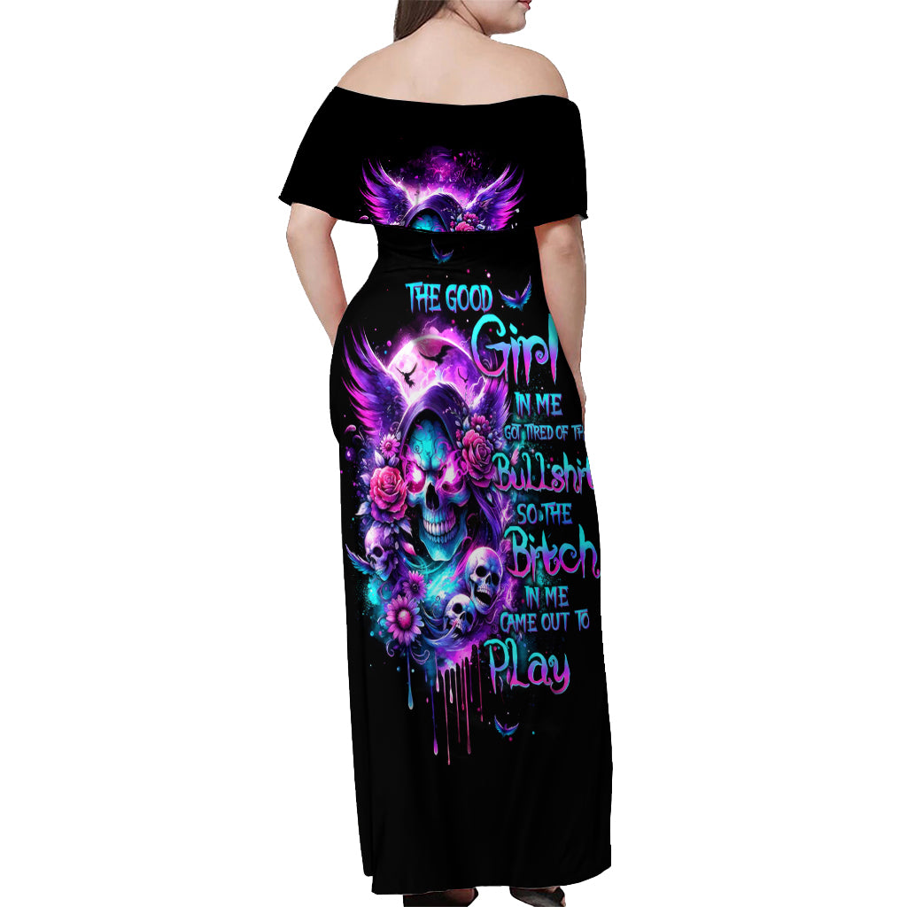 Fairy Skull Off Shoulder Maxi Dress The Good Girl In Me Got Tired Of The Bullshit