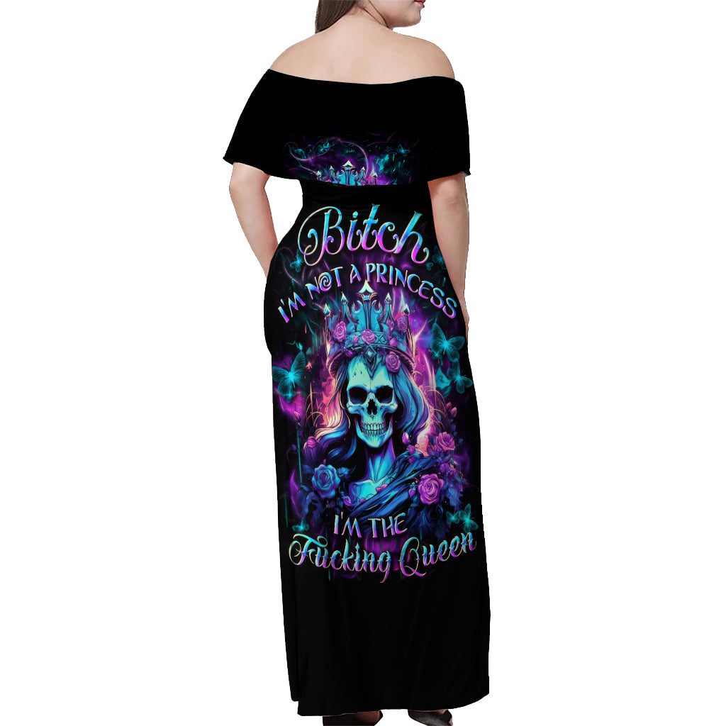 Queen Skull Off Shoulder Maxi Dress Bitch I'm The Fucking Queen