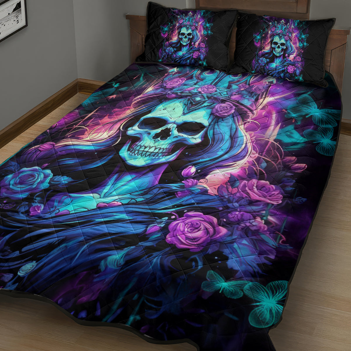 Queen Skull Quilt Bed Set Bitch I'm The Fucking Queen