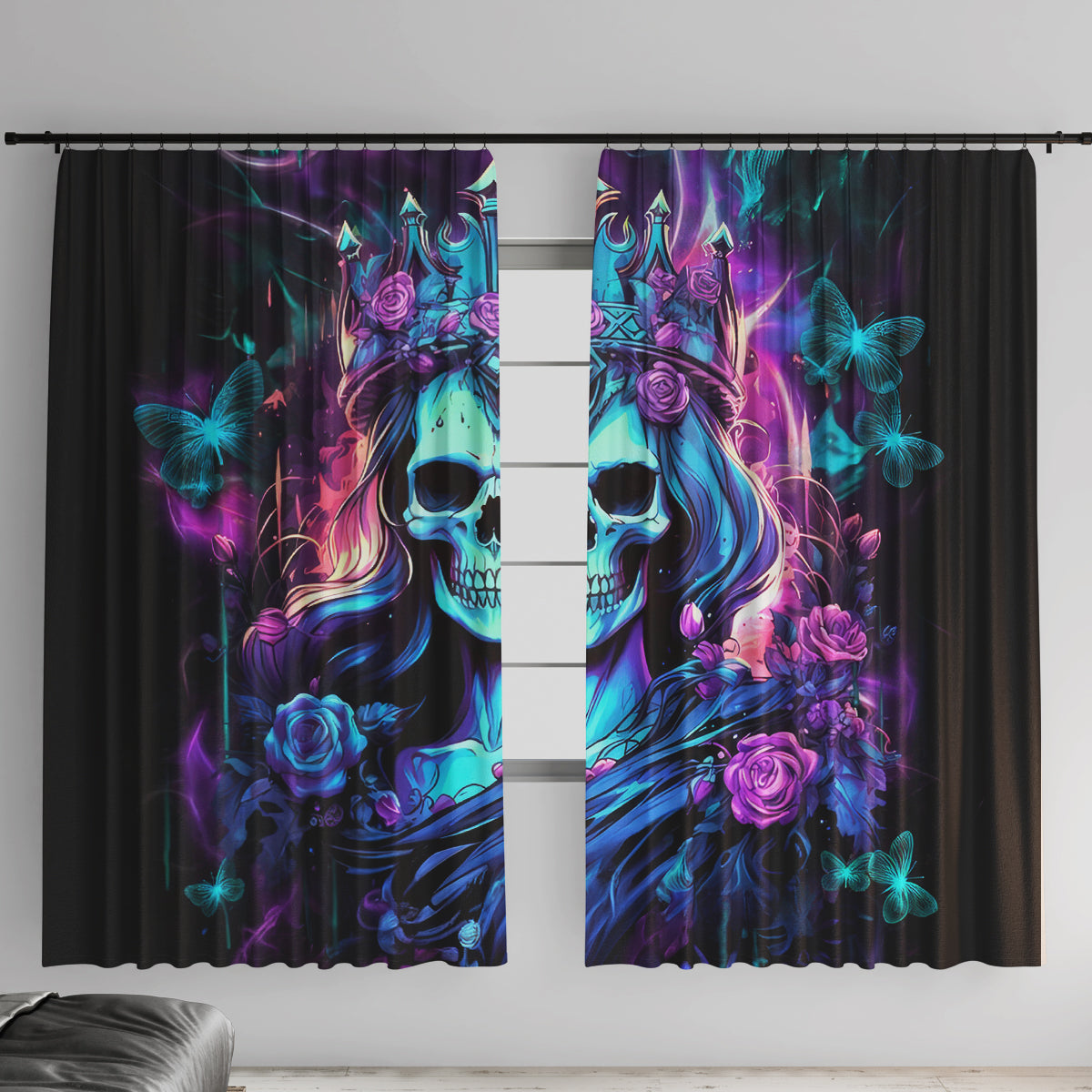Queen Skull Window Curtain Bitch I'm The Fucking Queen