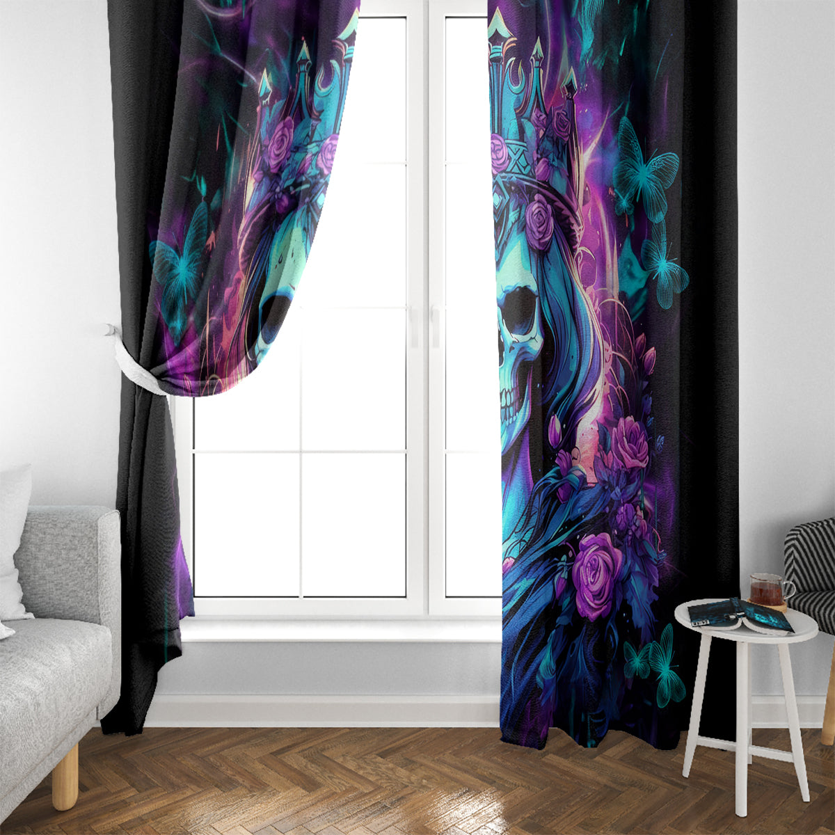 Queen Skull Window Curtain Bitch I'm The Fucking Queen
