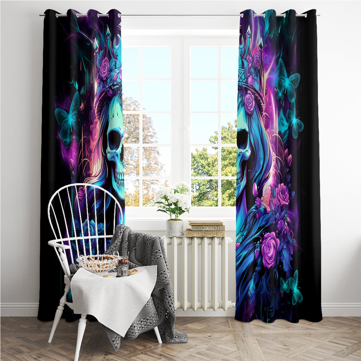 Queen Skull Window Curtain Bitch I'm The Fucking Queen