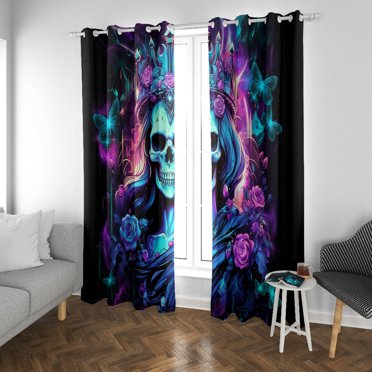 Queen Skull Window Curtain Bitch I'm The Fucking Queen