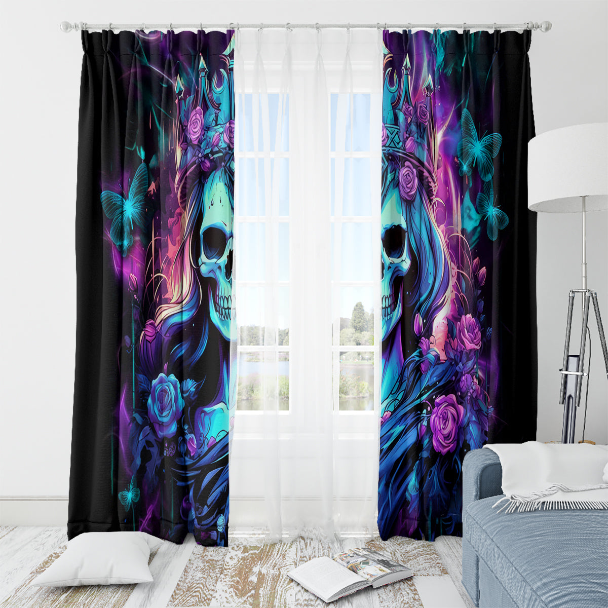 Queen Skull Window Curtain Bitch I'm The Fucking Queen