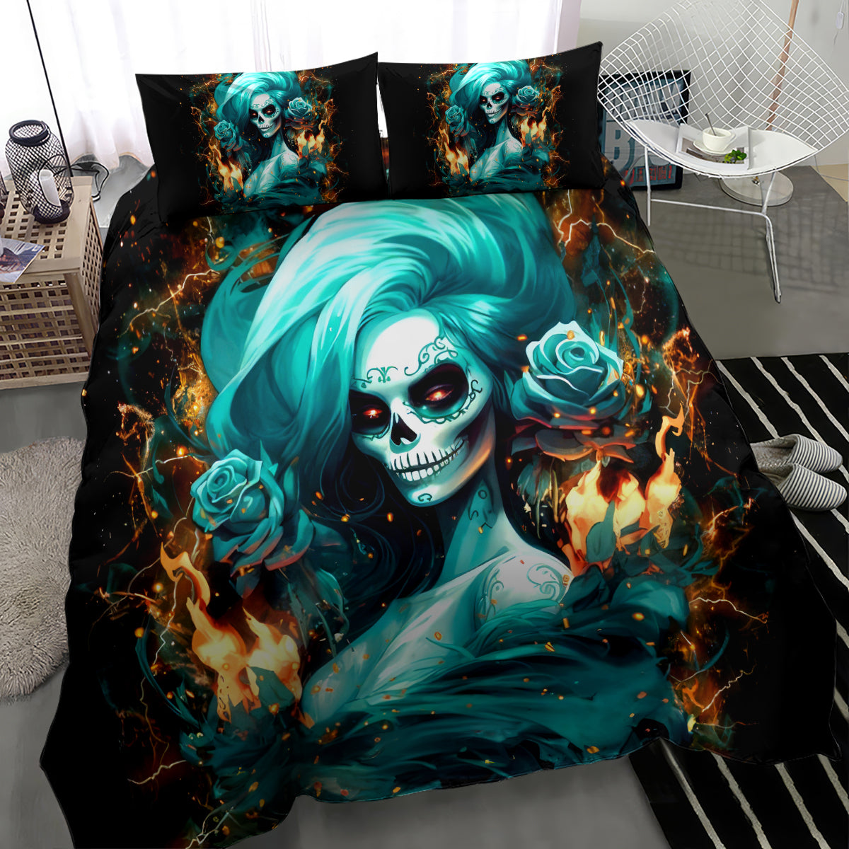 Flame Girl Skull Bedding Set Assuming I Was Like Most Girls Was Your First Mistake