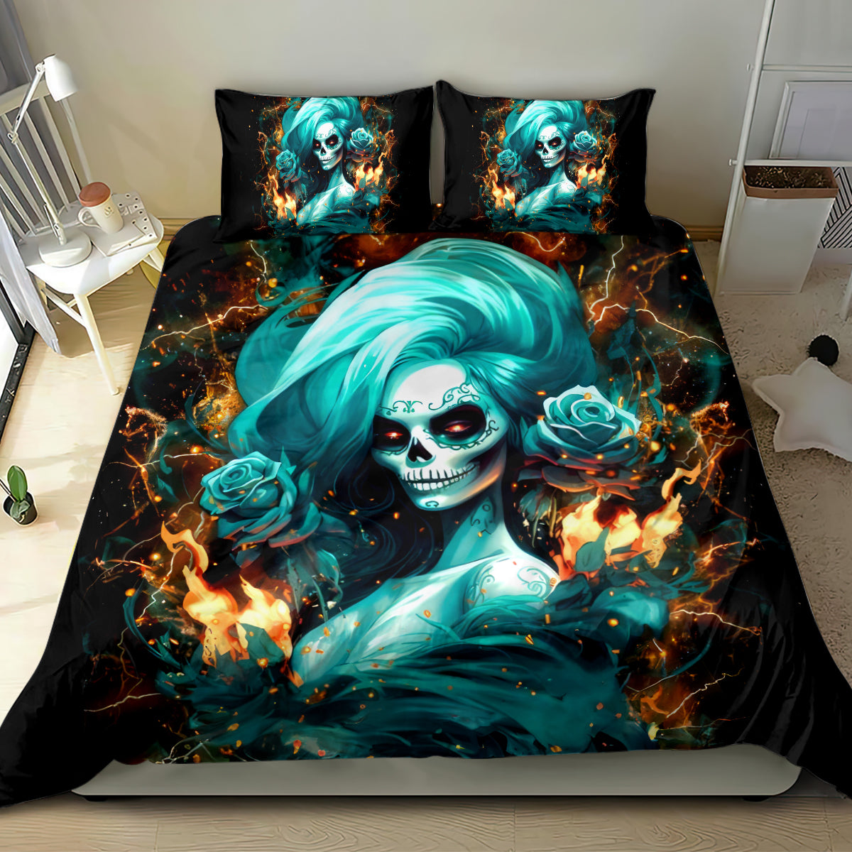 Flame Girl Skull Bedding Set Assuming I Was Like Most Girls Was Your First Mistake