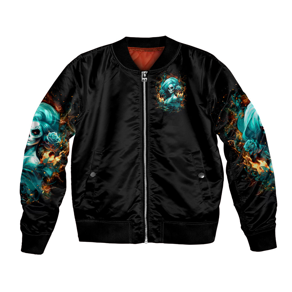 Flame Girl Skull Bomber Jacket Assuming I Was Like Most Girls Was Your First Mistake