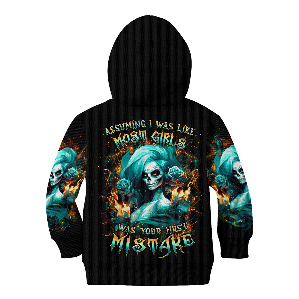 Flame Girl Skull Kid Hoodie Assuming I Was Like Most Girls Was Your First Mistake
