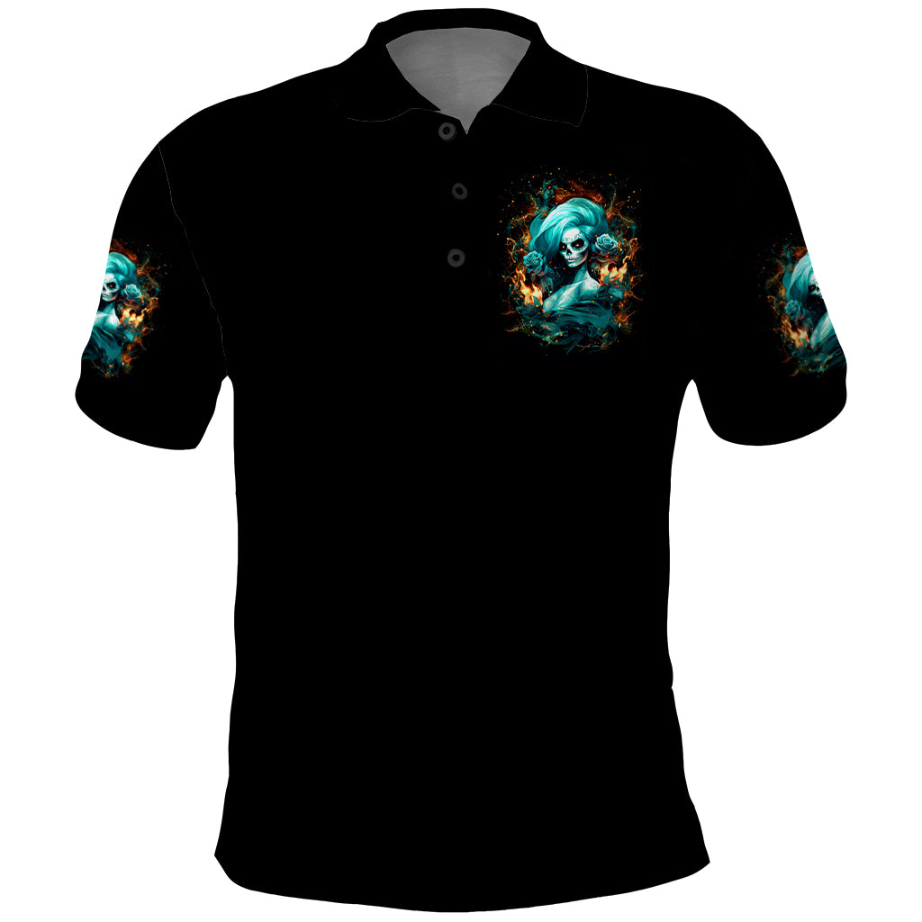Flame Girl Skull Polo Shirt Assuming I Was Like Most Girls Was Your First Mistake