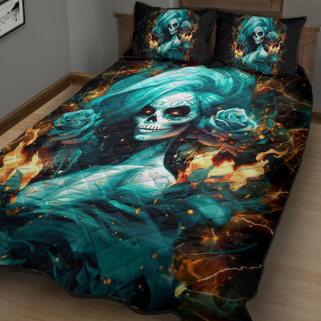 Flame Girl Skull Quilt Bed Set Assuming I Was Like Most Girls Was Your First Mistake