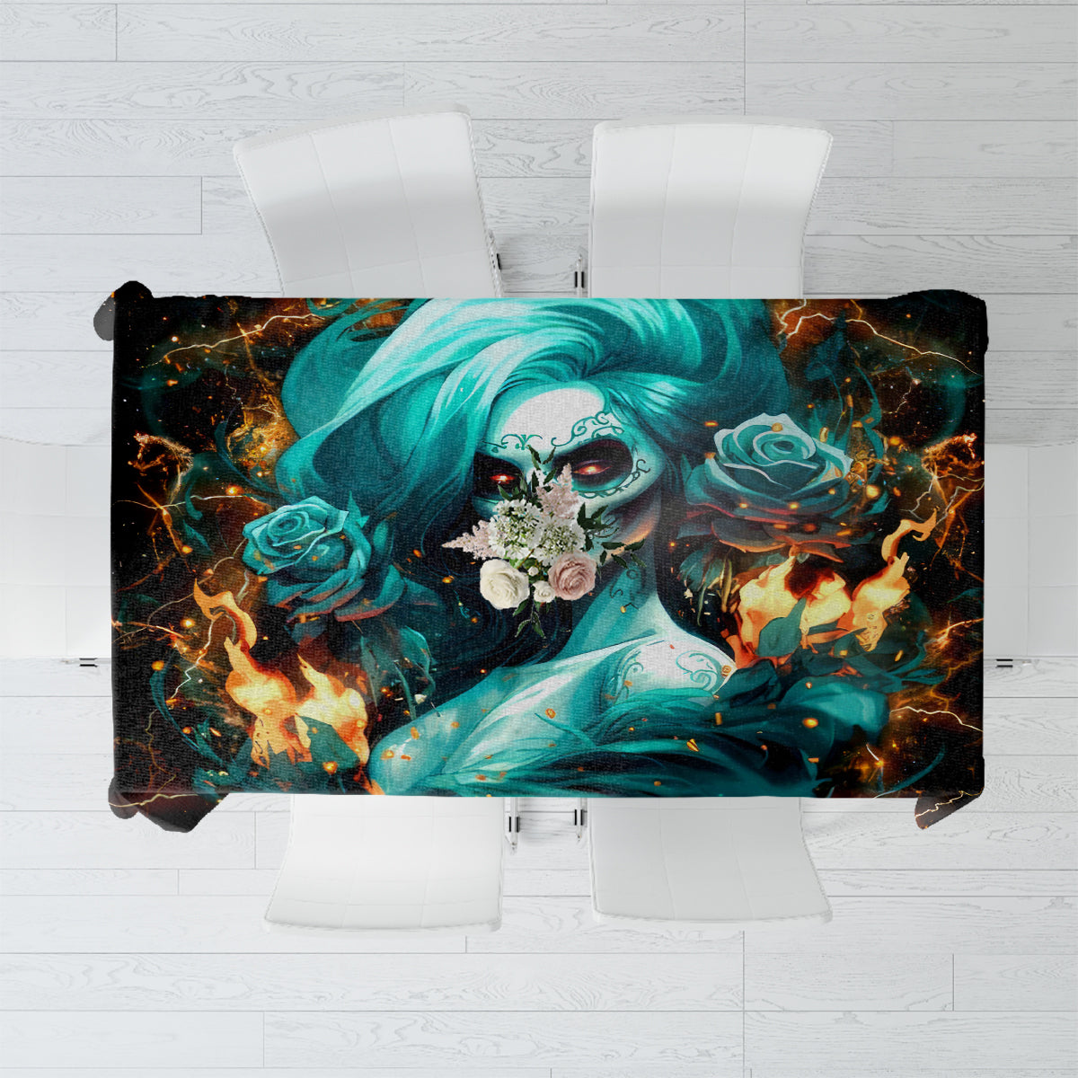 Flame Girl Skull Tablecloth Assuming I Was Like Most Girls Was Your First Mistake