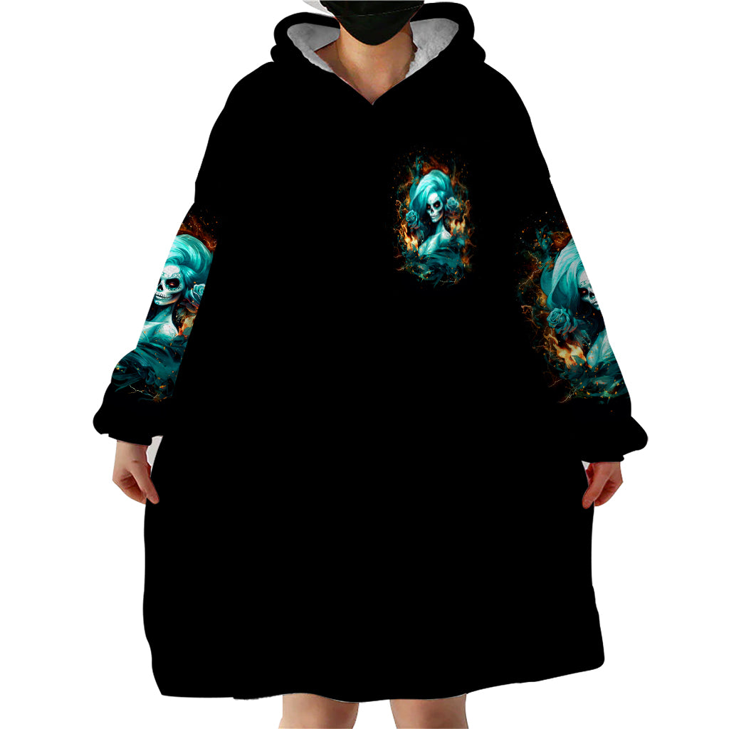 Flame Girl Skull Wearable Blanket Hoodie Assuming I Was Like Most Girls Was Your First Mistake