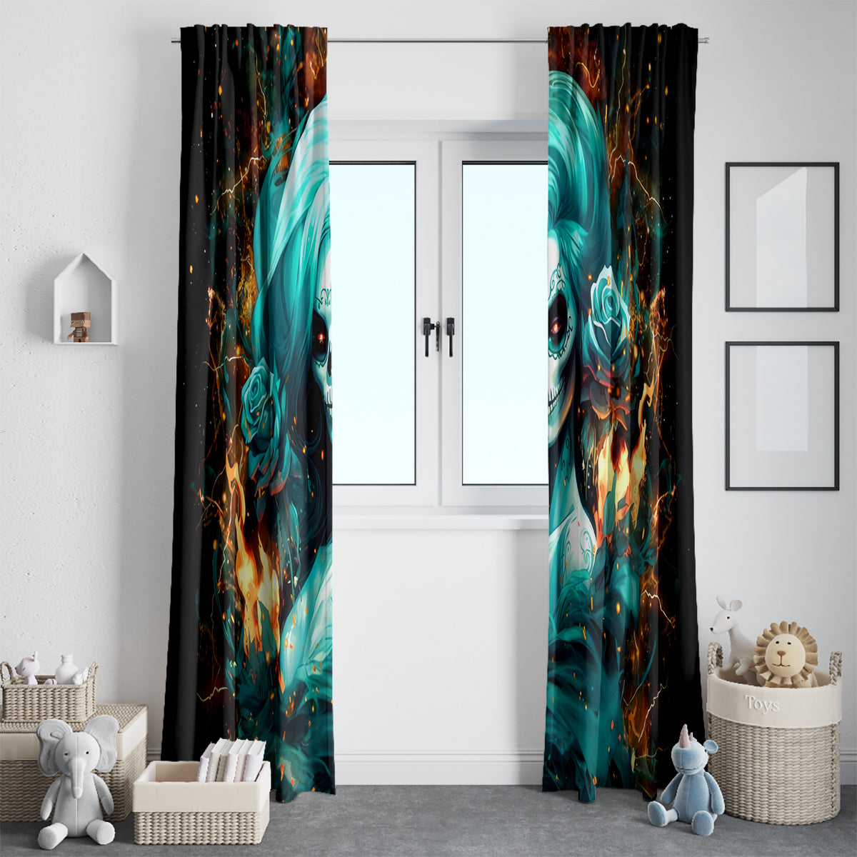 Flame Girl Skull Window Curtain Assuming I Was Like Most Girls Was Your First Mistake