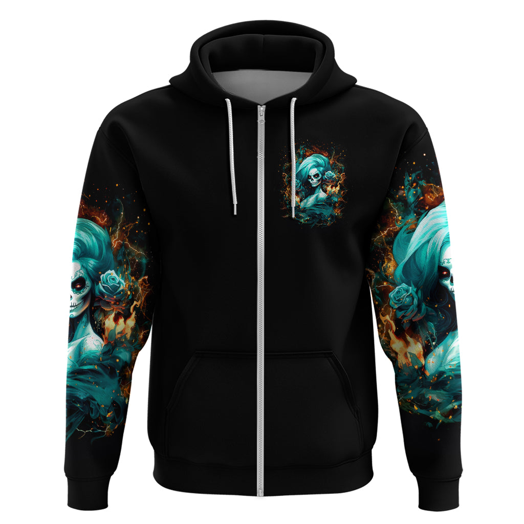 Flame Girl Skull Zip Hoodie Assuming I Was Like Most Girls Was Your First Mistake